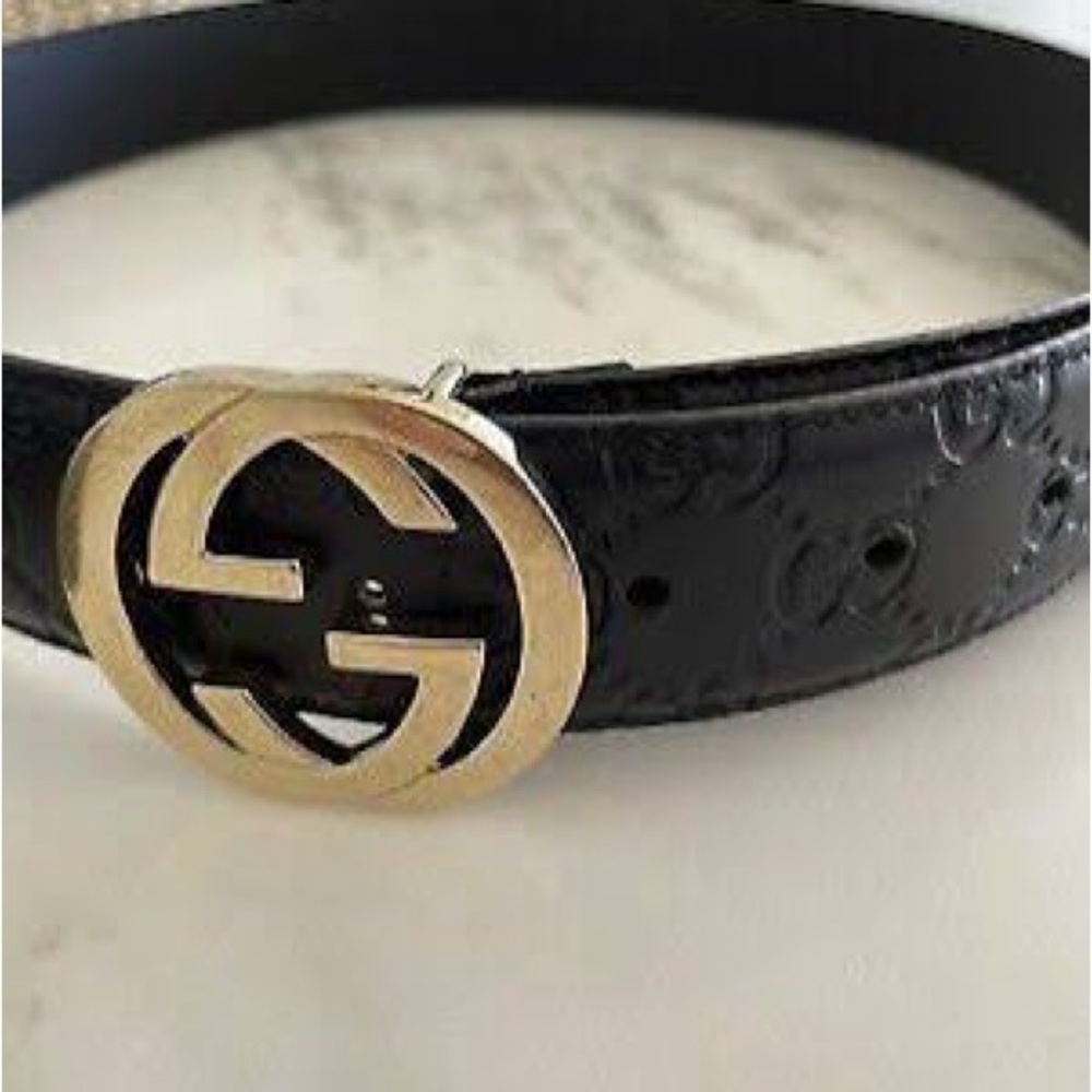 Gucci Black Belt with Gold Buckle - Picture 4 of 4